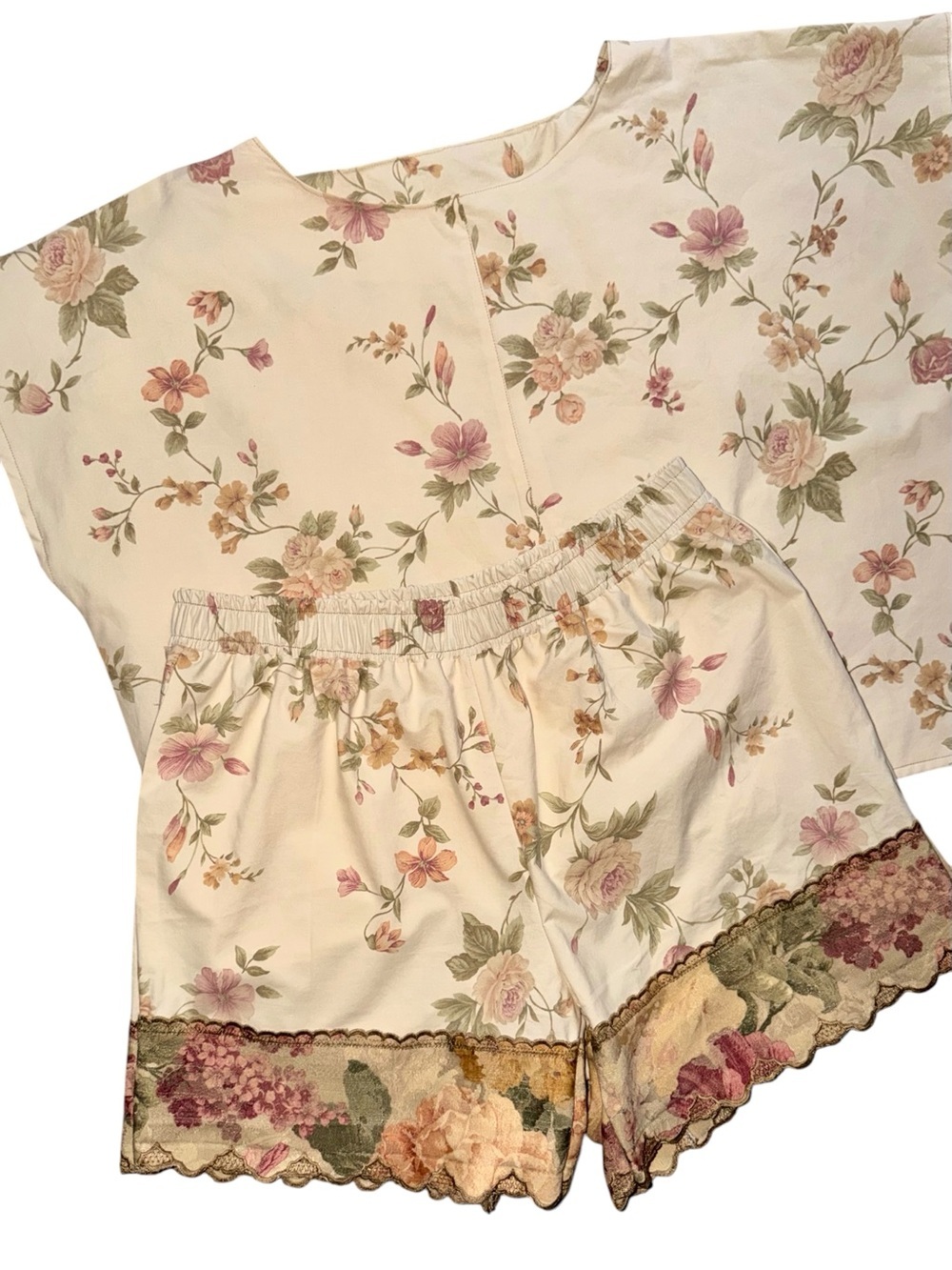 Handmade Vintage Floral Shorts Set NEW Size Medium (8-10)